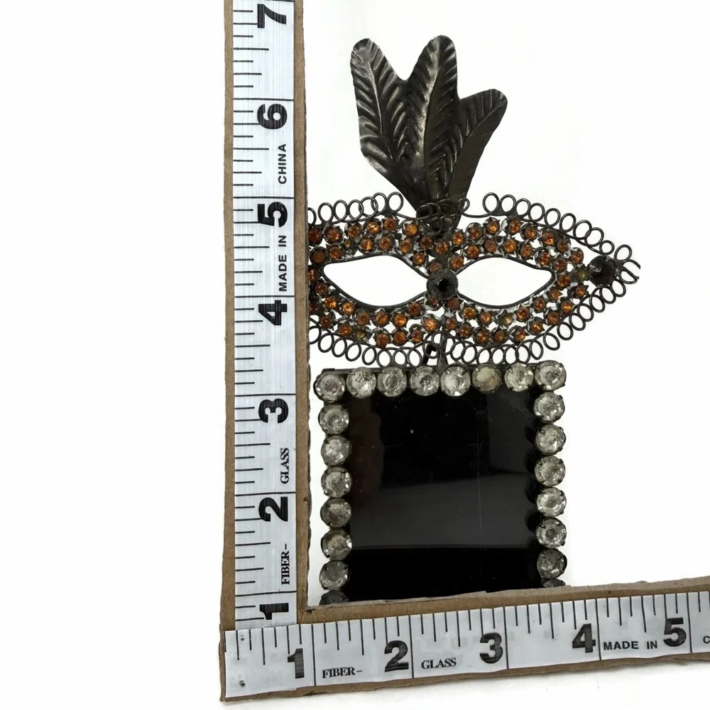 Small Metal Rhinestone Masquerade Mask Picture Frame